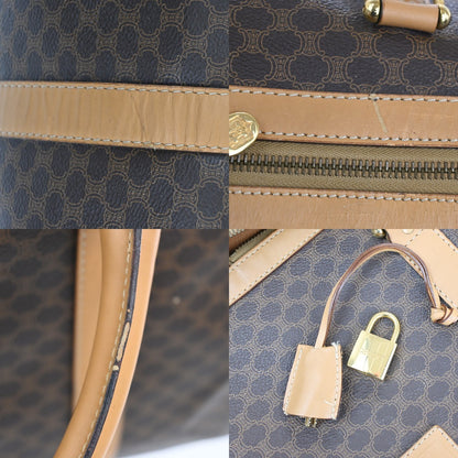 Celine Vintage Duffle Bag Macadam Coated Canvas, BROWN, PVC, Travel bag