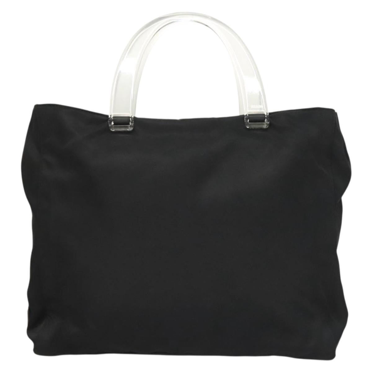 Prada Logo Flat Tote Bag. Nylon Tessuto, BLACK, NYLON, Handbag