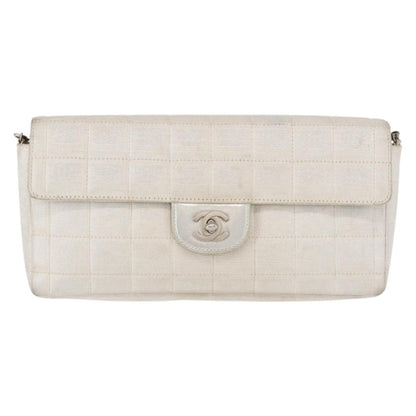 Chanel Travel Line Flap Bag Canvas, SILVER, CANVAS, Shoulder bag