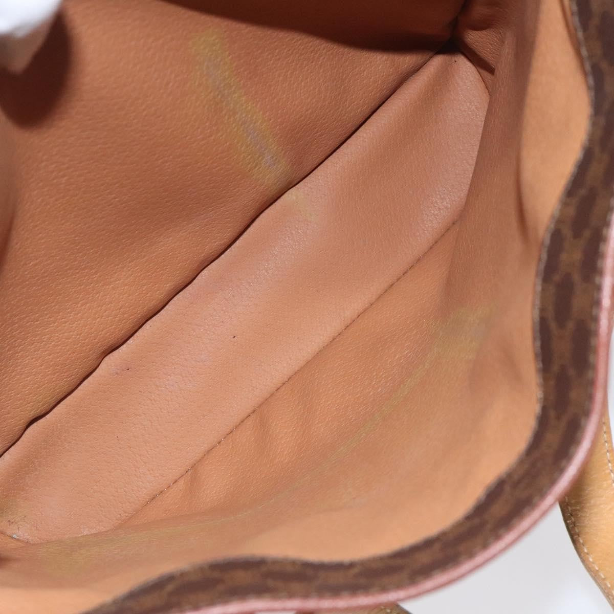 Celine Vintage Macadam Shoulder Bag Leather, BROWN, PVC,LEATHER,CANVAS, Shoulder bag