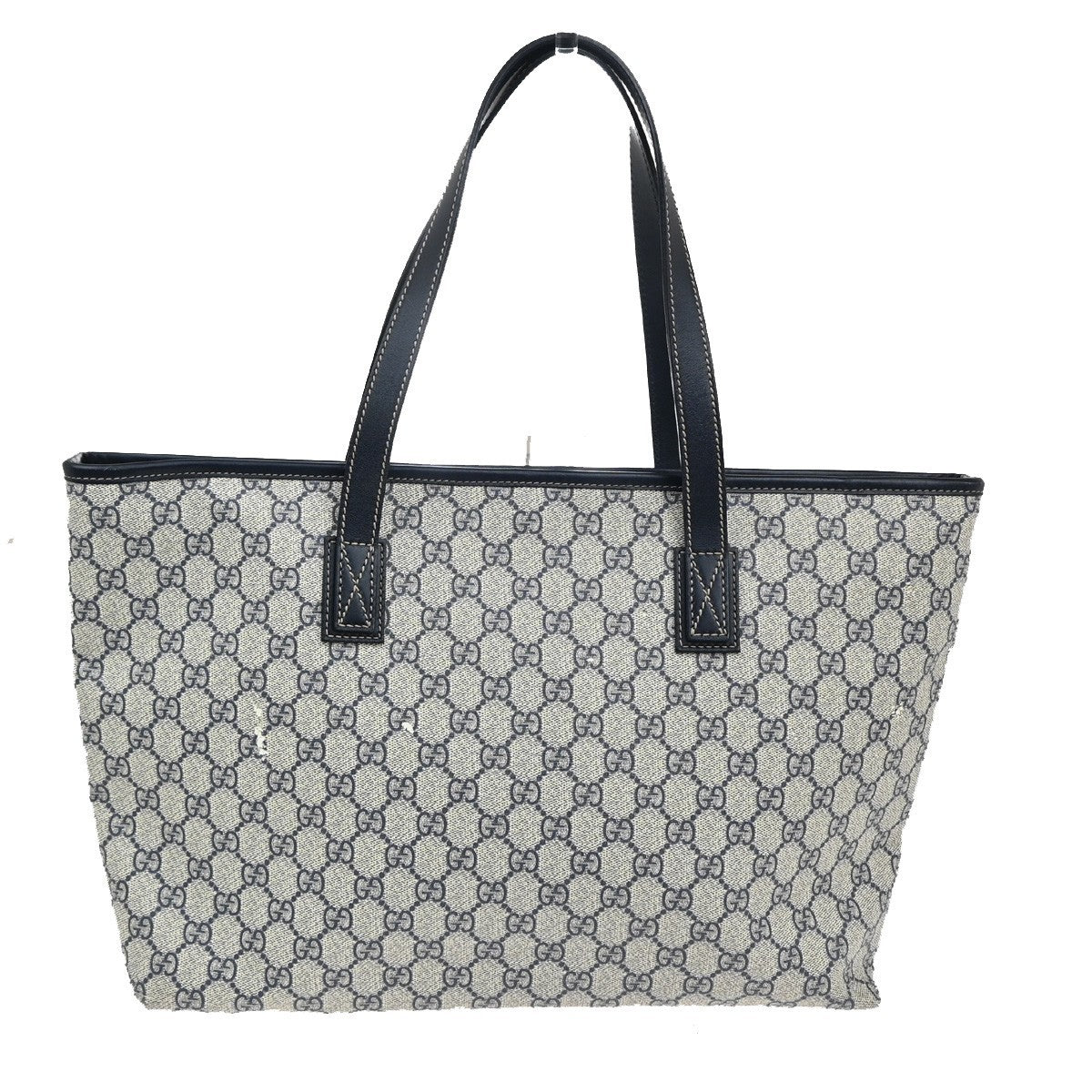 Gucci Plus Tote GG Coated Canvas with Leather, NAVY, CANVAS, Tote bag