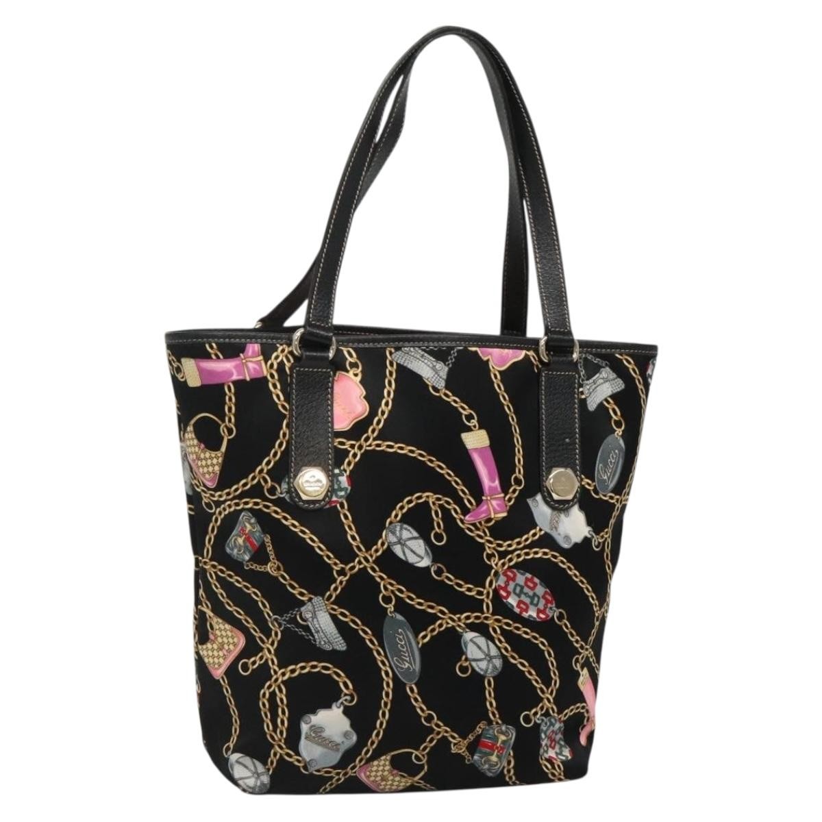 Gucci Charmy Tote Satin, BLACK, SATIN, Tote bag