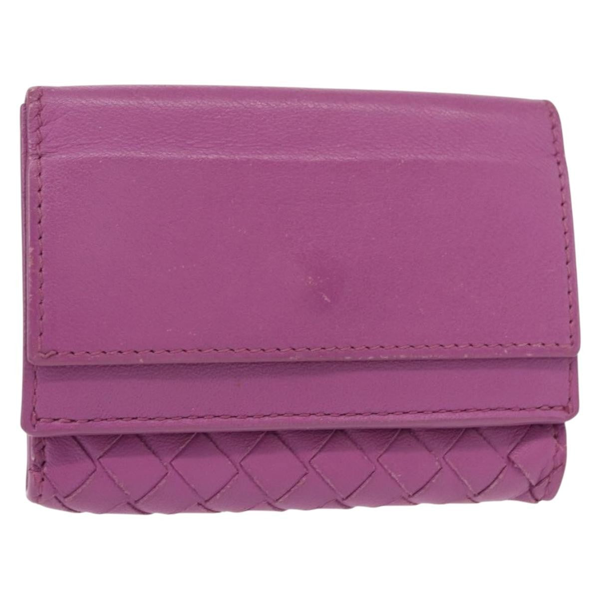 Bottega Veneta Trifold Wallet Intrecciato Leather, PURPLE, LEATHER, Wallets