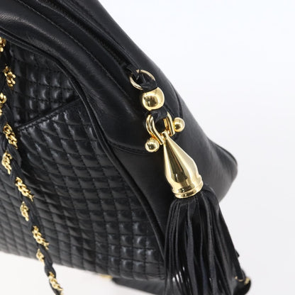 Bally Vintage Chain Shoulder Bag Quilted Leather, BLACK, LEATHER, Shoulder bag