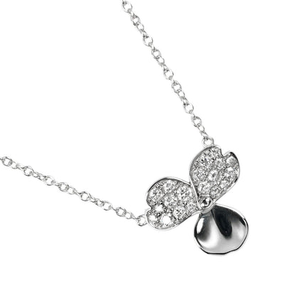 Tiffany & Co. Open Paper Flower Pendant Necklace Platinum and Diamonds, SILVER, PLATINUM, Necklace