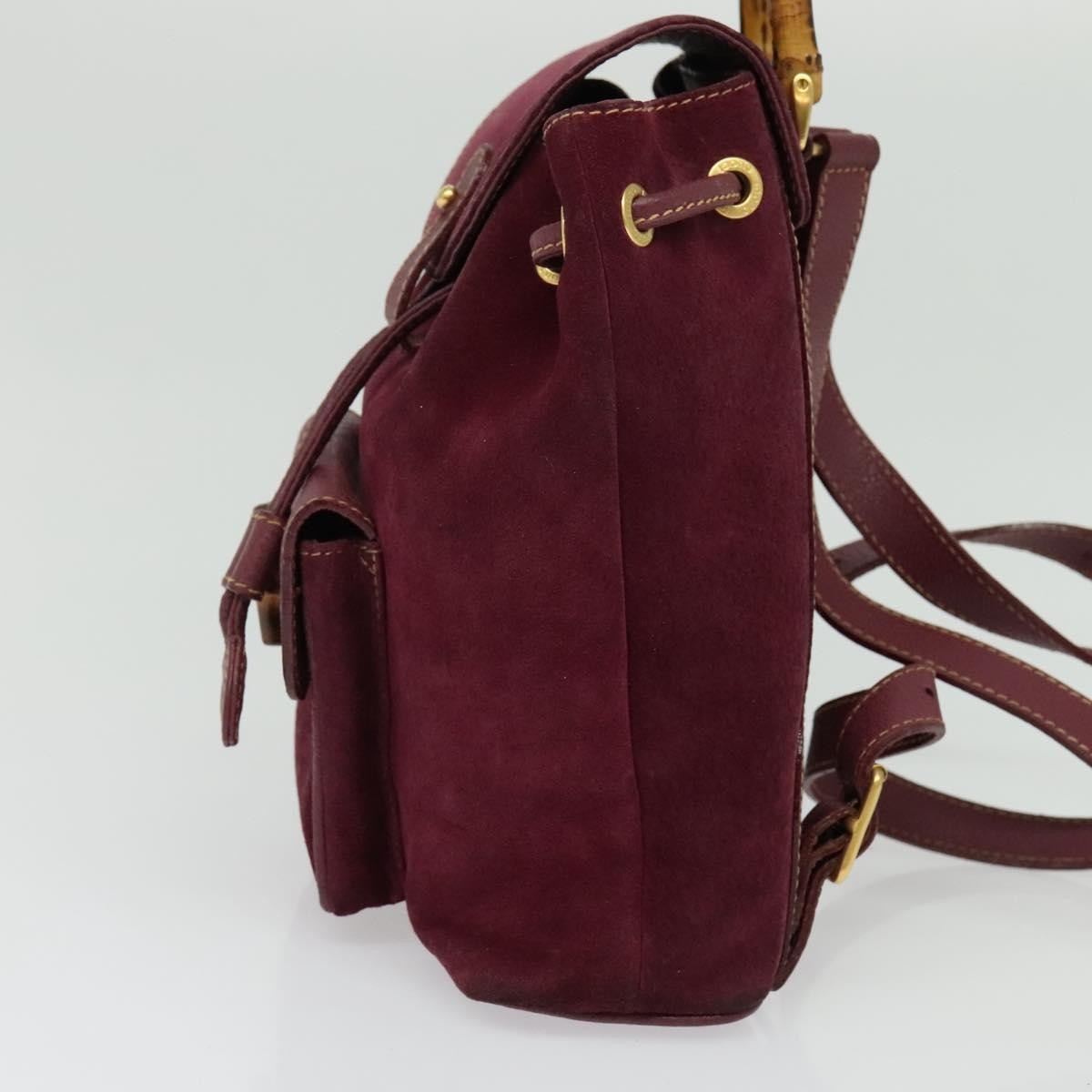 Gucci Vintage Bamboo Backpack Suede, PURPLE, SUEDE, Backpack