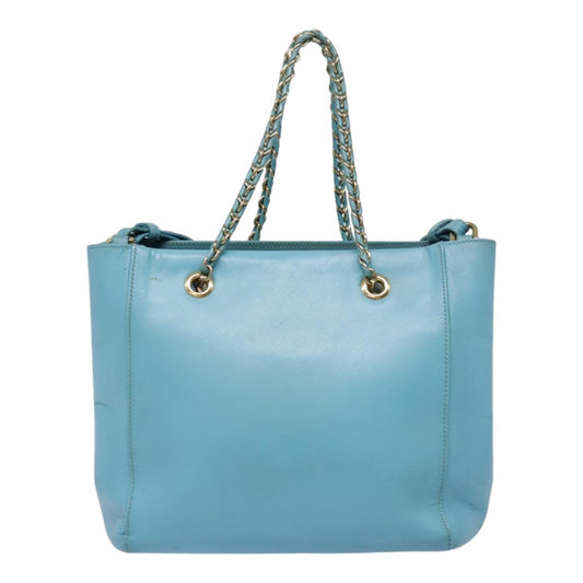 Salvatore Ferragamo Vara Bow Chain Tote Leather, BLUE, LEATHER, Tote bag