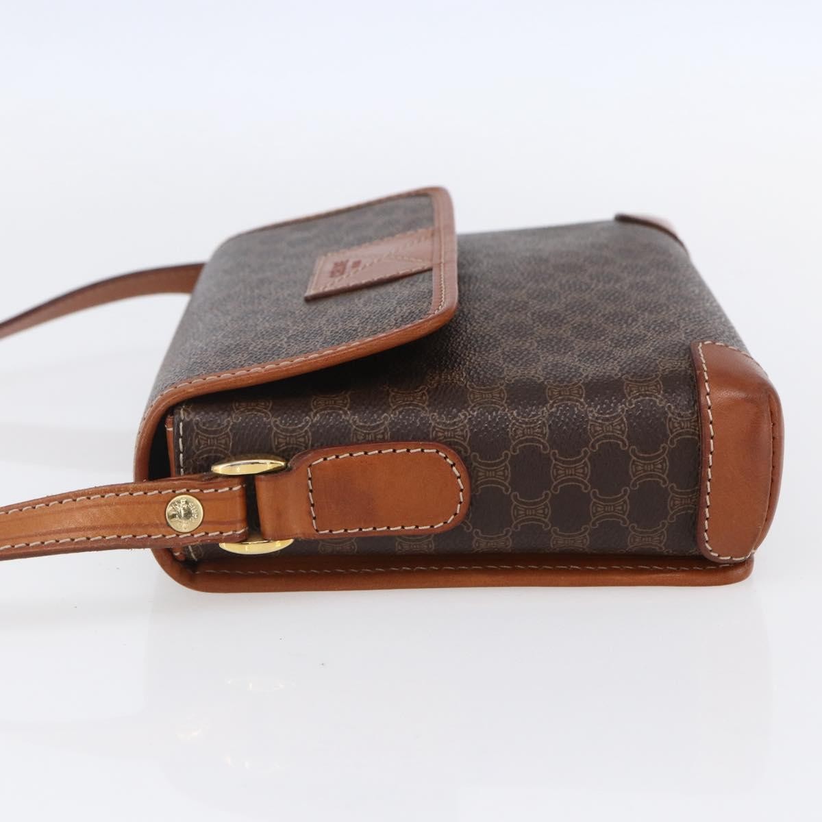 Celine Vintage Macadam Shoulder Bag Canvas and Leather, BROWN, CANVAS, Shoulder bag