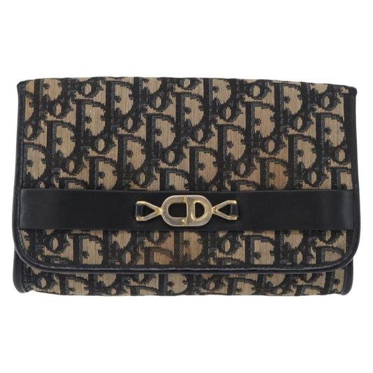 Christian Dior Vintage CD Chain Flap Shoulder Bag Diorissimo Canvas, NAVY, CANVAS, Shoulder bag