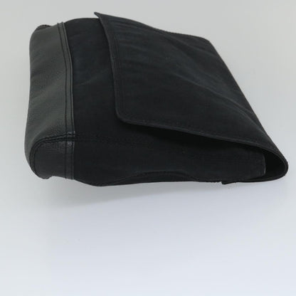 Balenciaga Flap Clutch Canvas with Leather, BLACK, CANVAS, Clutche & pouche