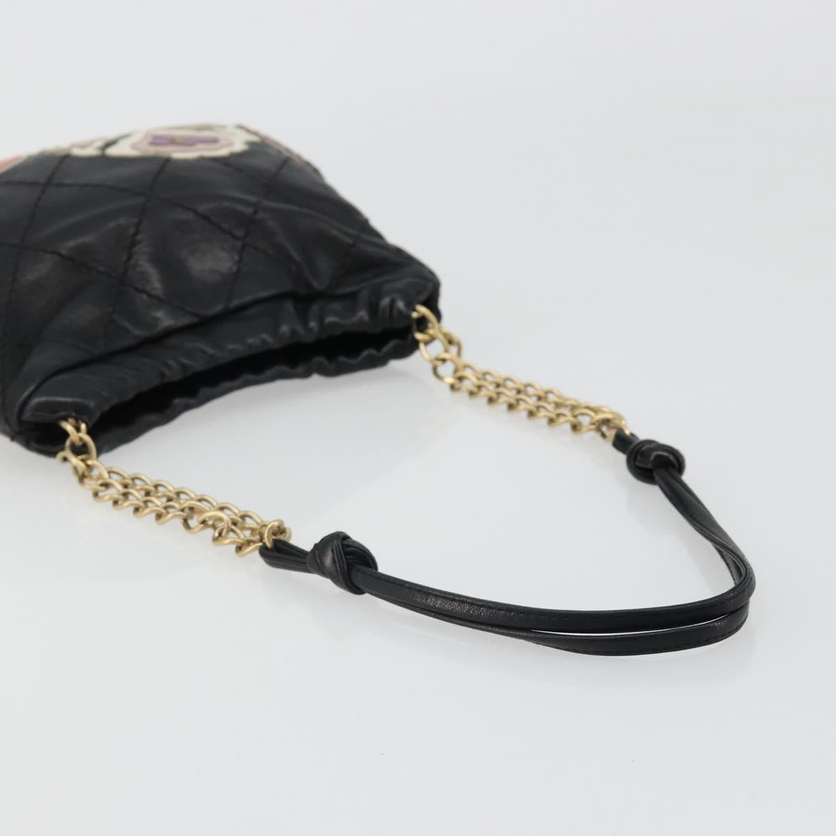 Chanel Chain Tote Leather, Black, Leather, Shoulder Bag