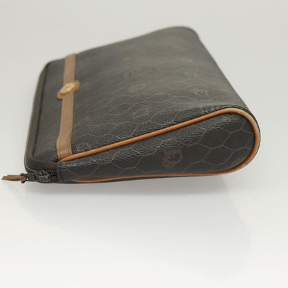Christian Dior Vintage Honeycomb Zip Pouch Coated Canvas, BLACK, CANVAS, Clutche & pouche