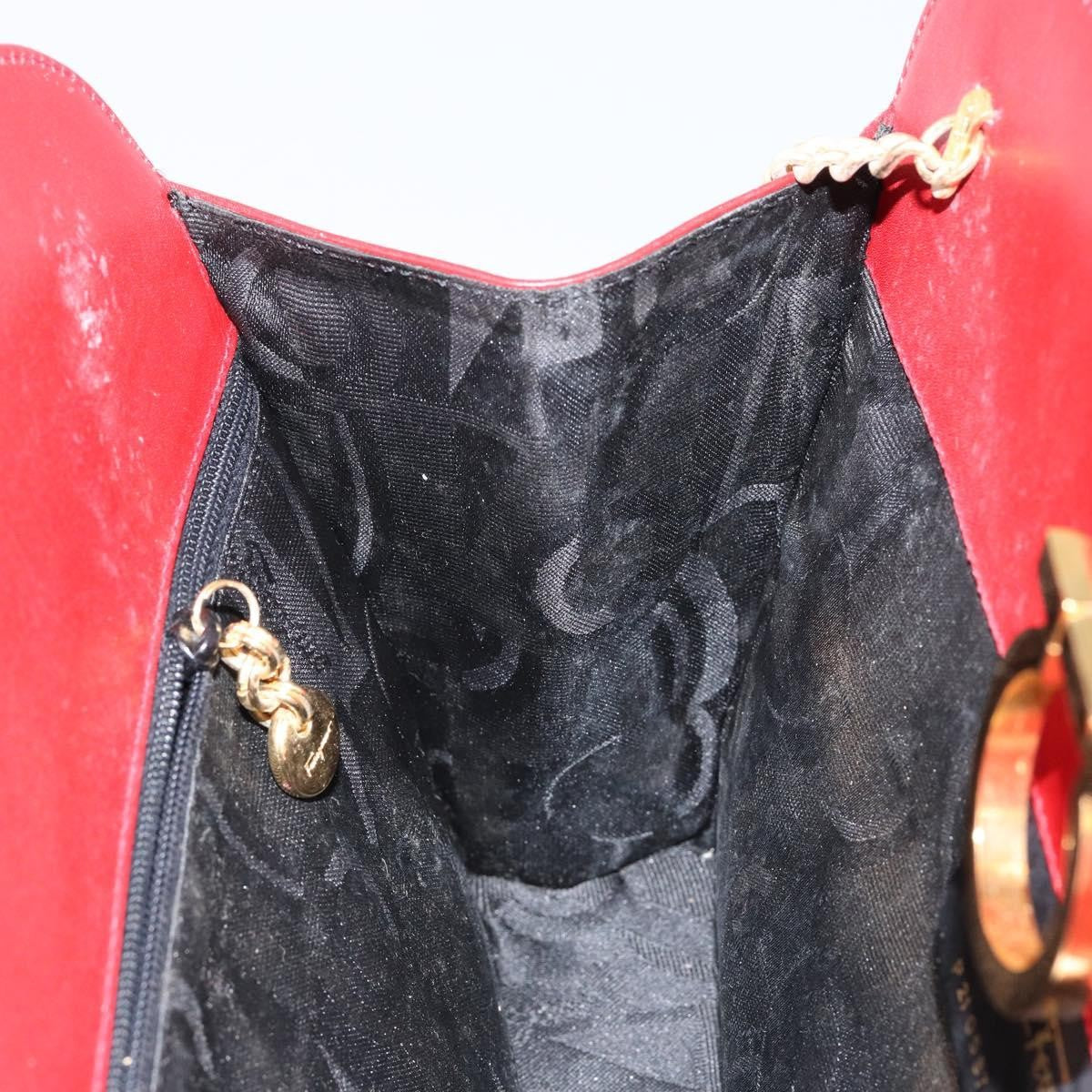 Salvatore Ferragamo Vintage Gancini Chain Shoulder Bag Leather, RED, LEATHER, Shoulder bag