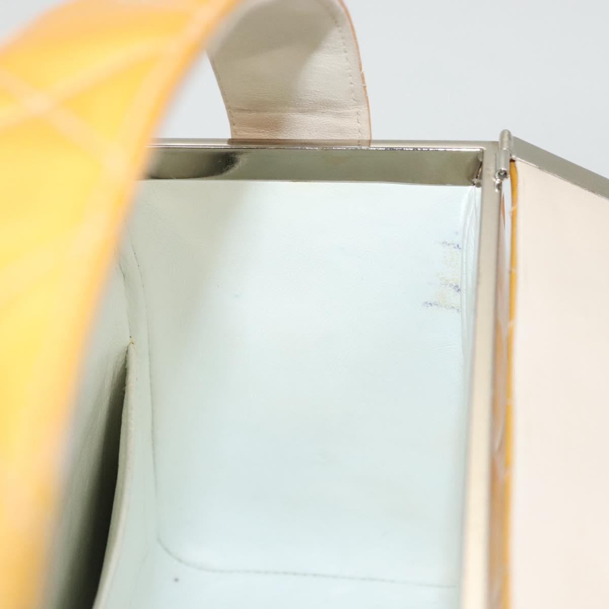 Chanel Vintage Metal Box Bag Quilted Lambskin, YELLOW, PATENT_LEATHER, Handbag