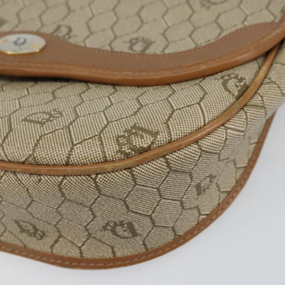 Christian Dior Vintage Honeycomb Shoulder Bag Canvas and Leather, BEIGE, CANVAS, Shoulder bag