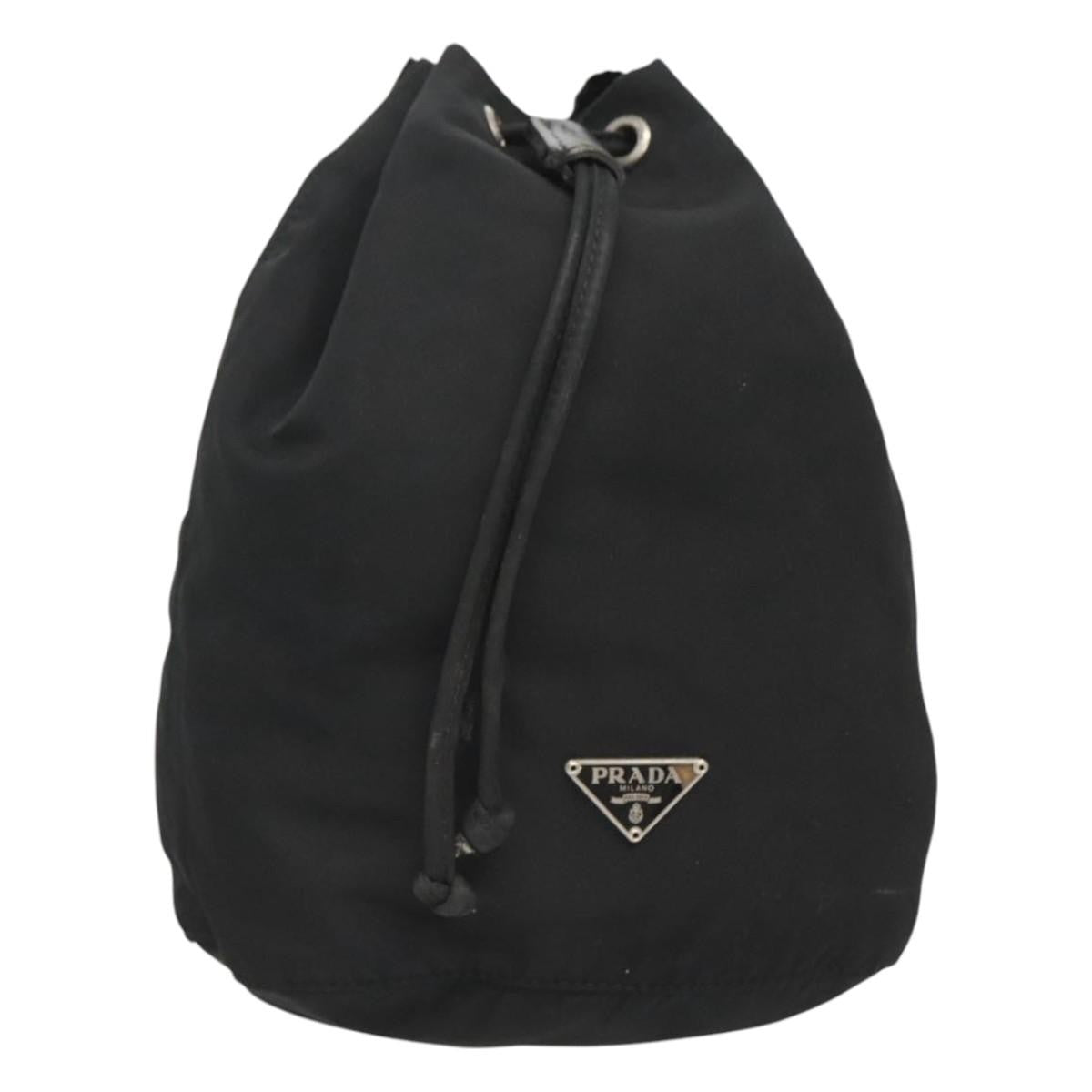 Prada Vela Drawstring Bucket Pouch Tessuto, BLACK, NYLON, Clutche & pouche