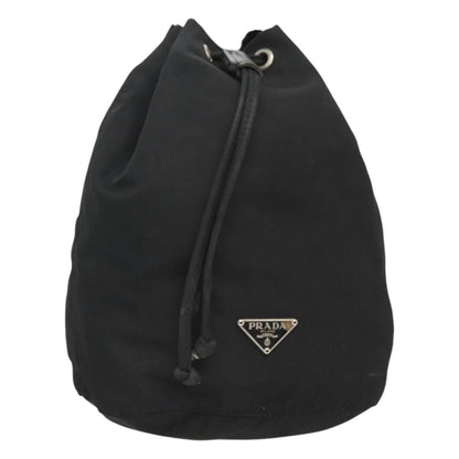Prada Vela Drawstring Bucket Pouch Tessuto, BLACK, NYLON, Clutche & pouche