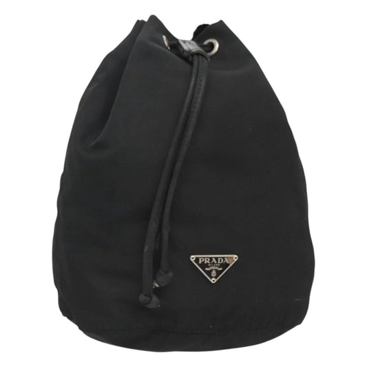 Prada Vela Drawstring Bucket Pouch Tessuto, BLACK, NYLON, Clutche & pouche