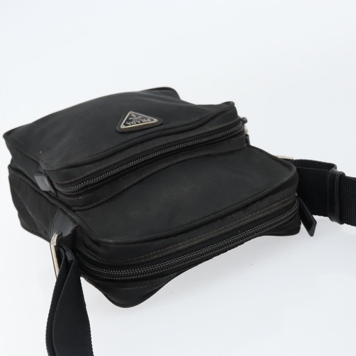 Prada Front Pocket Messenger Bag Tessuto, BLACK, NYLON, Shoulder bag