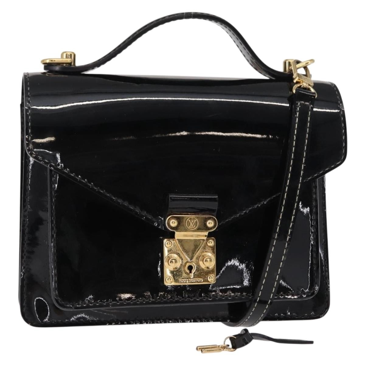 Louis Vuitton Monceau Handbag Vernis, BLACK, PATENT_LEATHER, Handbag