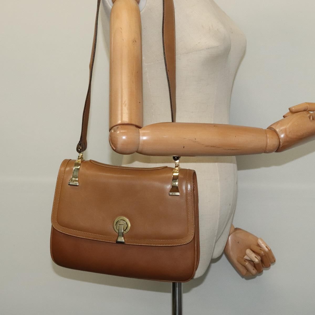 Gucci Vintage Flap Crossbody Bag Leather, BROWN, LEATHER, Shoulder bag