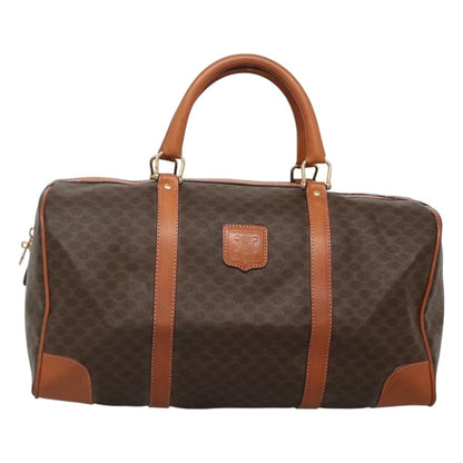 Celine Vintage Duffle Bag Macadam Coated Canvas, BROWN, CANVAS, Travel bag