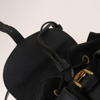 Gucci Vintage Bamboo Backpack Suede, BLACK, SUEDE, Backpack