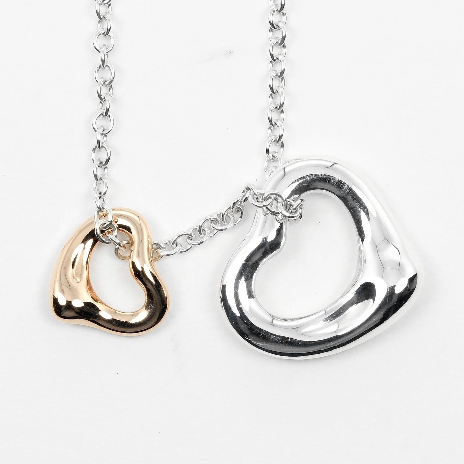 Tiffany & Co. Double Heart Pendant Necklace Sterling Silver and 18K Yellow Gold, SILVER, SILVER, Necklace