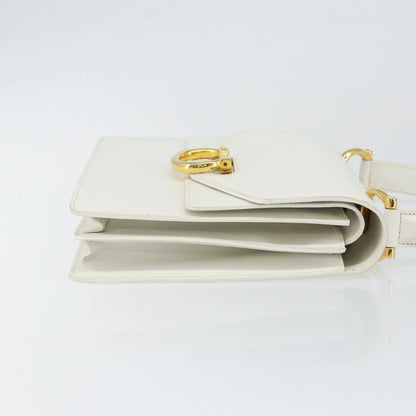 Celine Gancini Handbag Leather, WHITE, LEATHER, Handbag