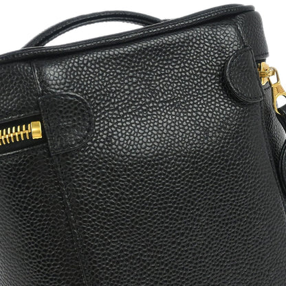 Chanel Vintage Timeless Cosmetic Case Caviar, BLACK, LEATHER, Clutche & pouche