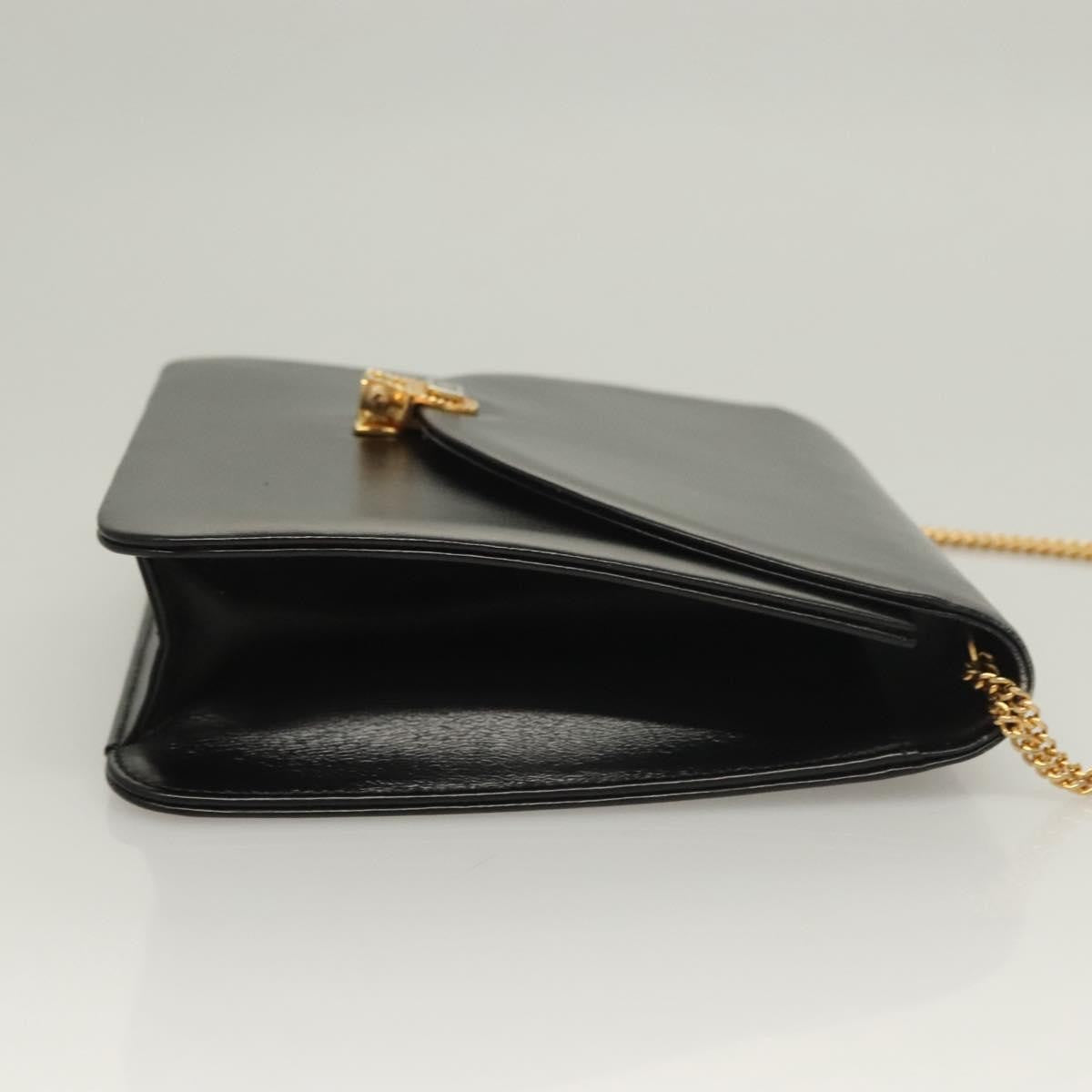 Christian Dior Vintage Chain Flap Shoulder Bag Leather, BLACK, LEATHER, Shoulder bag