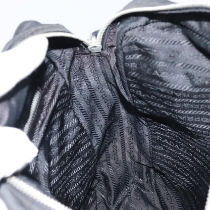 Prada Front Pocket Zip Messenger Bag Tessuto with Saffiano Leather, BLACK, NYLON, Shoulder bag