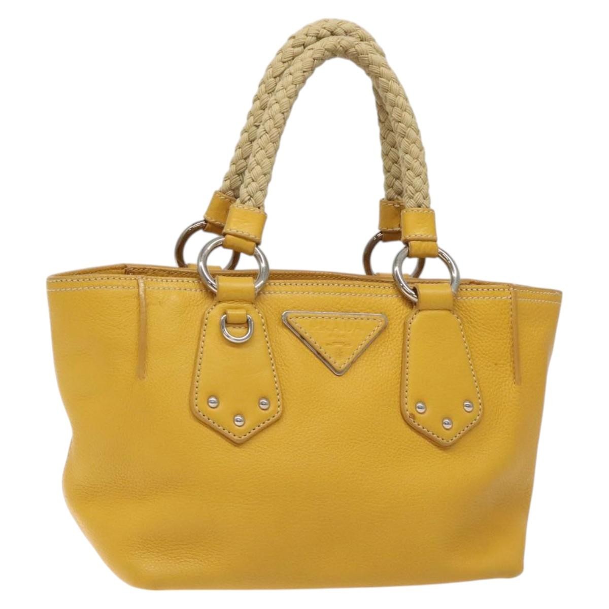Prada Vintage Handbag Leather, YELLOW, LEATHER, Handbag