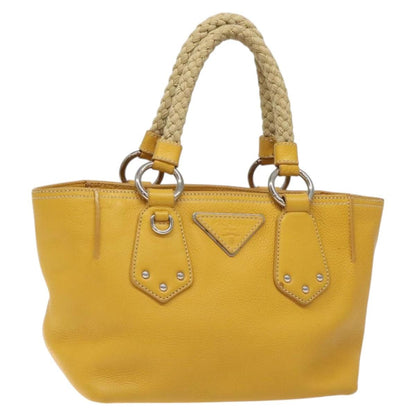 Prada Vintage Handbag Leather, YELLOW, LEATHER, Handbag
