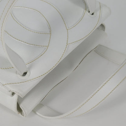 Chanel CC Stitch Tote Caviar, WHITE, LEATHER, Handbag
