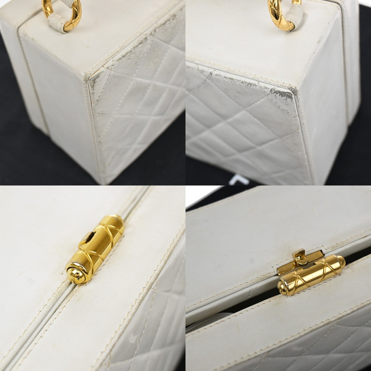 Chanel CC Logo Chain Handbag Canvas and Leather, ECRU, CALFSKIN, Handbag