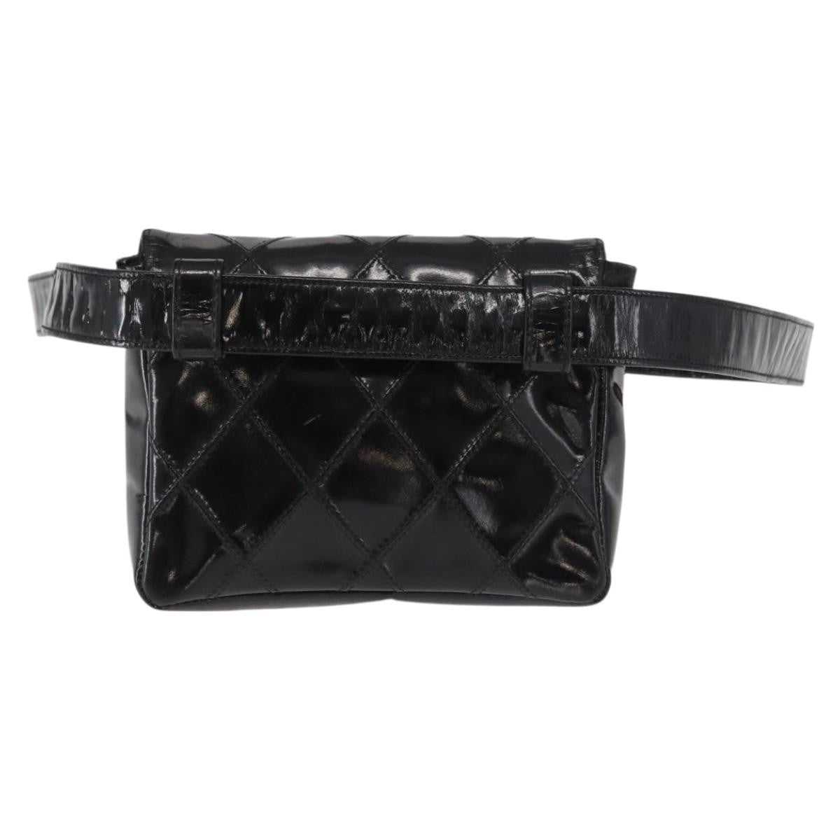 Chanel Vintage Flap Belt Bag Quilted Leather, BLACK, LEATHER, Clutche & pouche