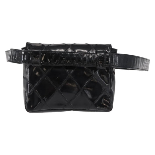 Chanel Vintage Flap Belt Bag Quilted Leather, BLACK, LEATHER, Clutche & pouche