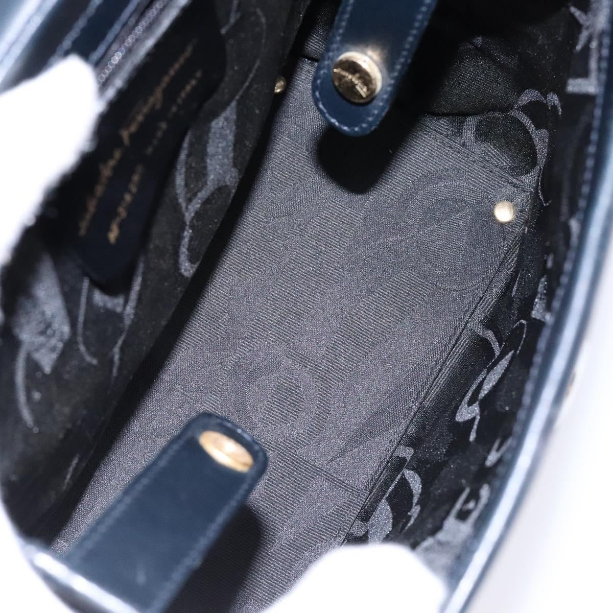 Salvatore Ferragamo Vala Shoulder Bag Leather, NAVY, LEATHER, Shoulder bag