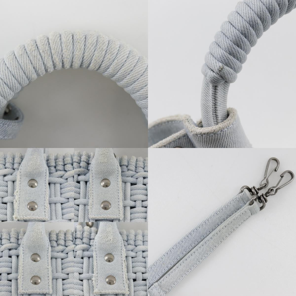 Balenciaga Bistro Panier Bag Woven Denim, BLUE, DENIM_JEANS, Handbag