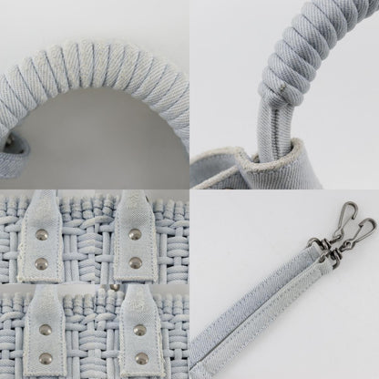 Balenciaga Bistro Panier Bag Woven Denim, BLUE, DENIM_JEANS, Handbag