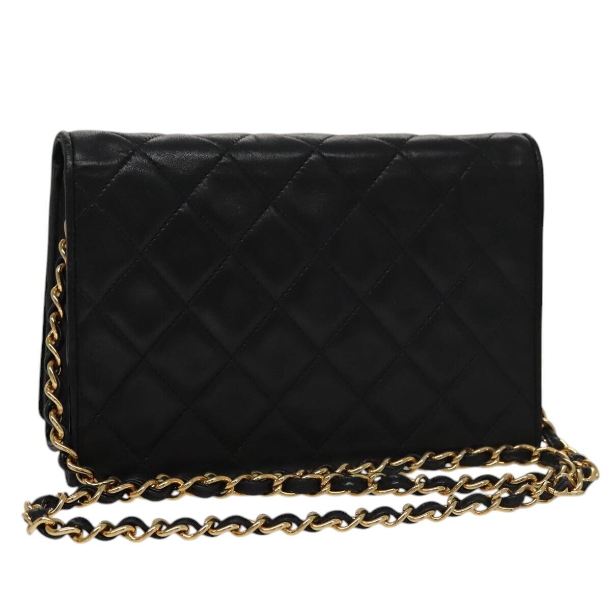 Chanel Vintage Full Flap Shoulder Bag Leather, BLACK, LEATHER, Shoulder bag