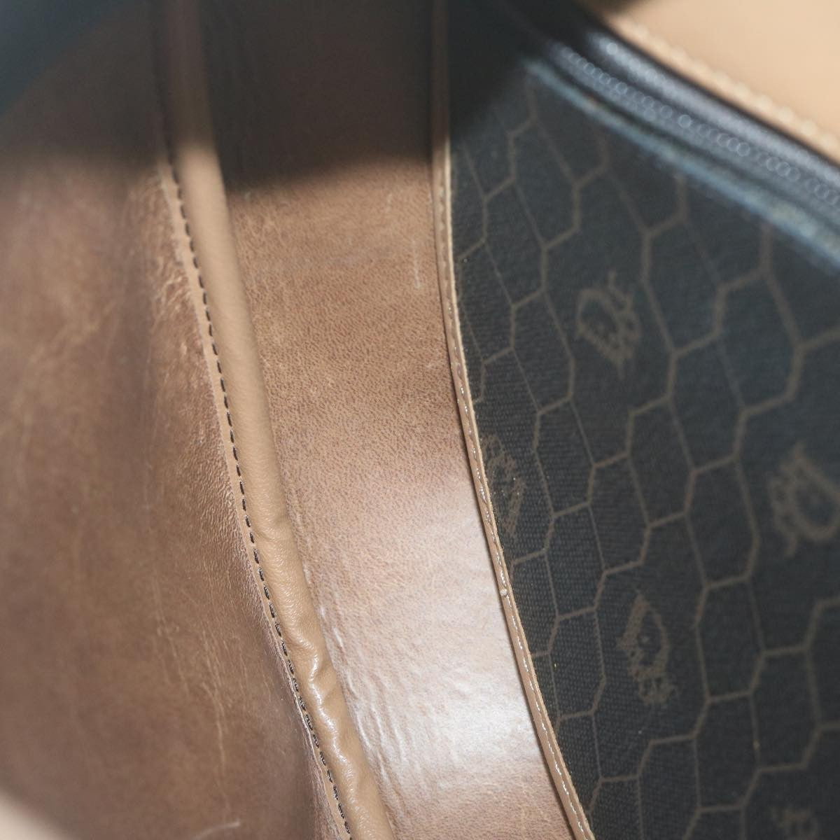 Christian Dior Vintage Honeycomb Flap Crossbody Bag Canvas and Leather, BLACK, CANVAS, Crossbody bag