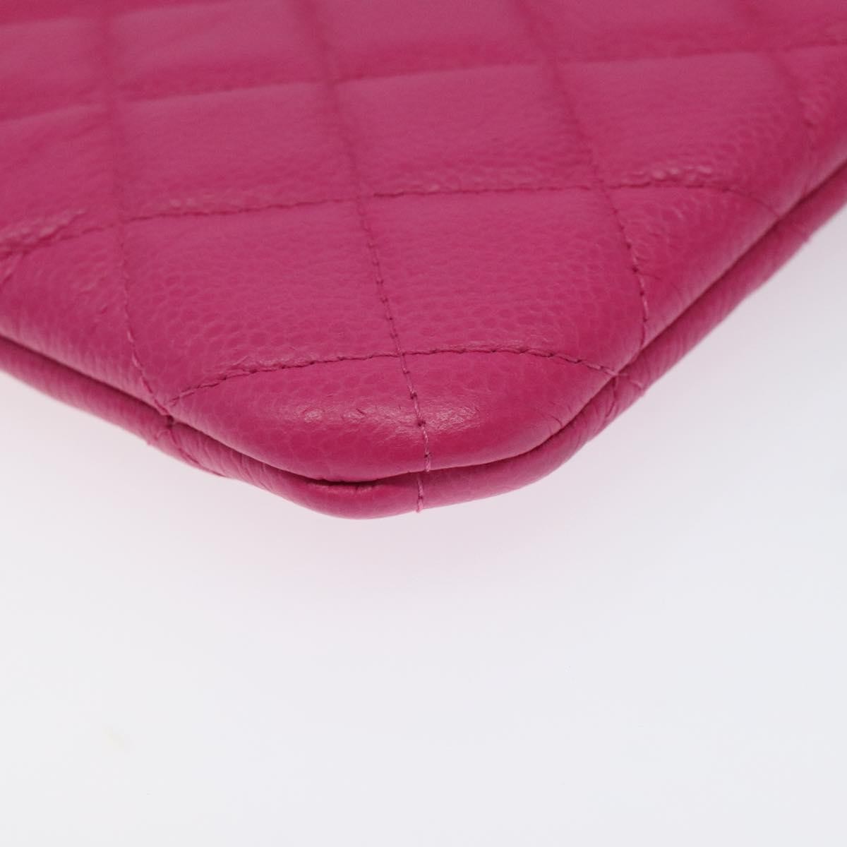 Chanel O Case Clutch Quilted Caviar, PINK, LEATHER, Clutche & pouche