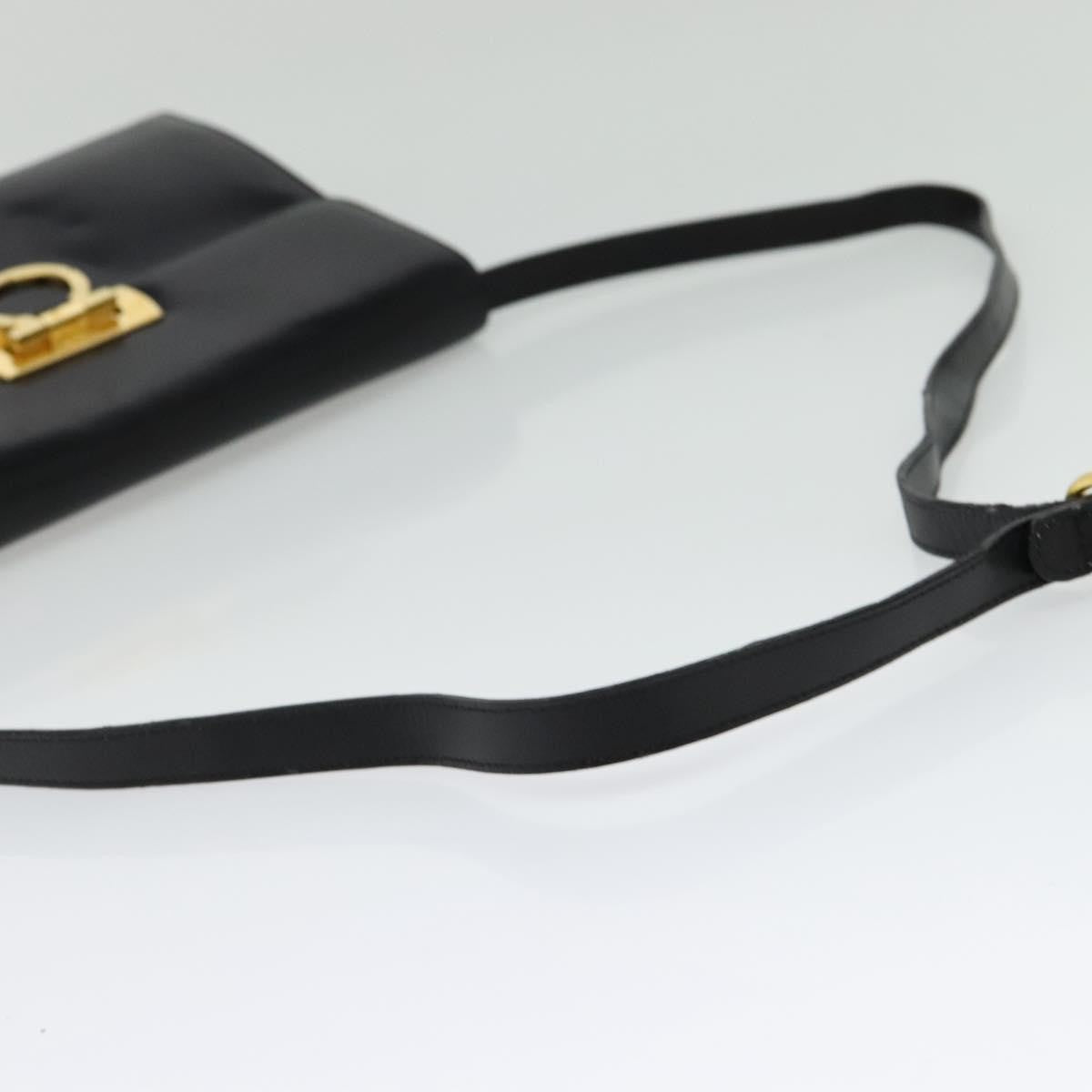 Salvatore Ferragamo Gancini Shoulder Bag Leather, BLACK, LEATHER, Shoulder bag