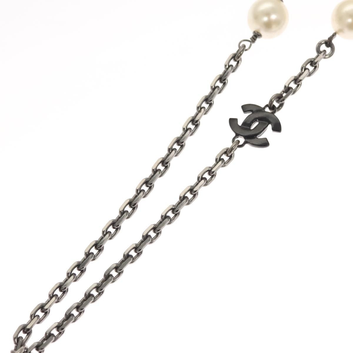Chanel CC Pearl Necklace Faux Pearls and Metal, WHITE, METAL, Necklace