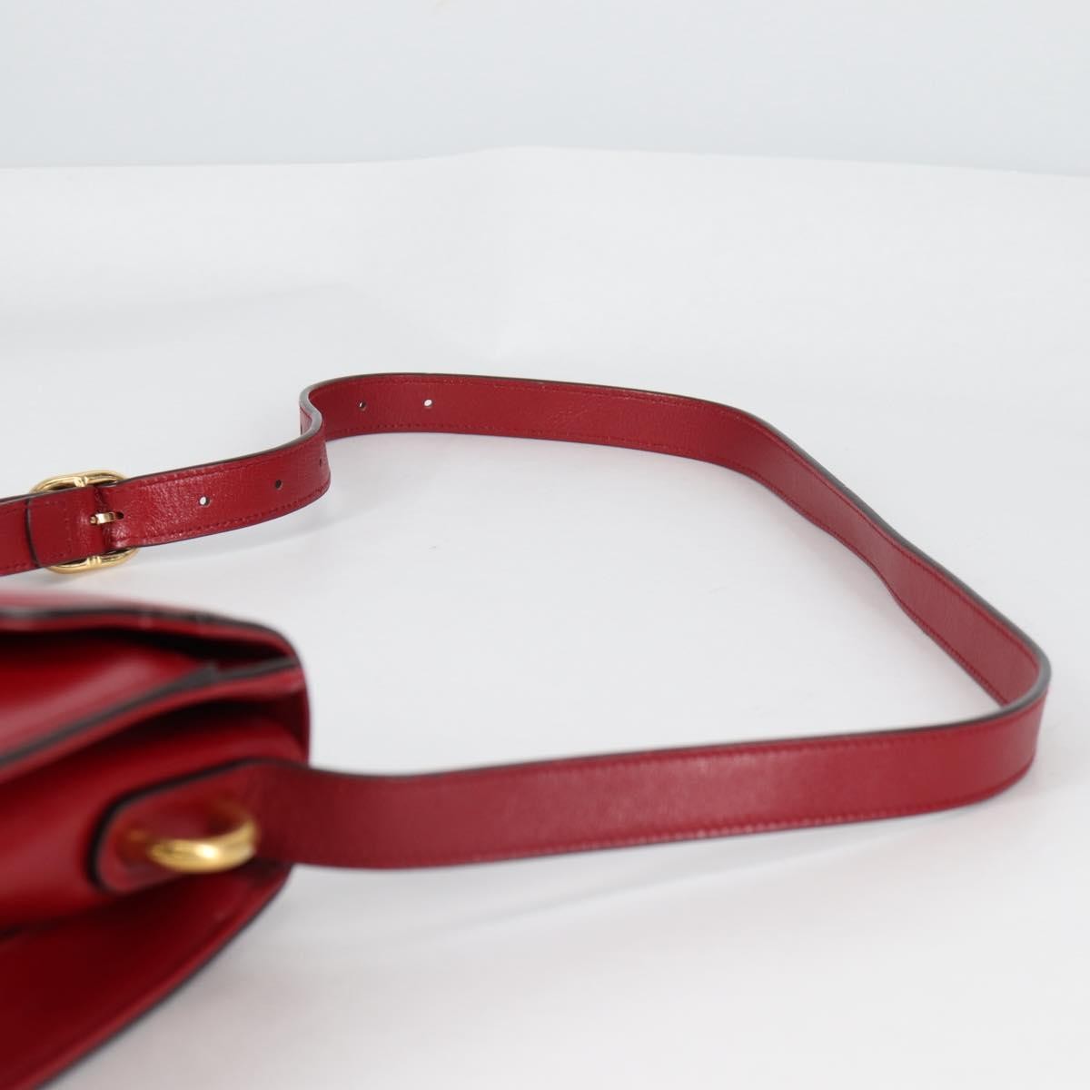 Gucci GG Ring Shoulder Bag Leather, RED, LEATHER, Shoulder bag