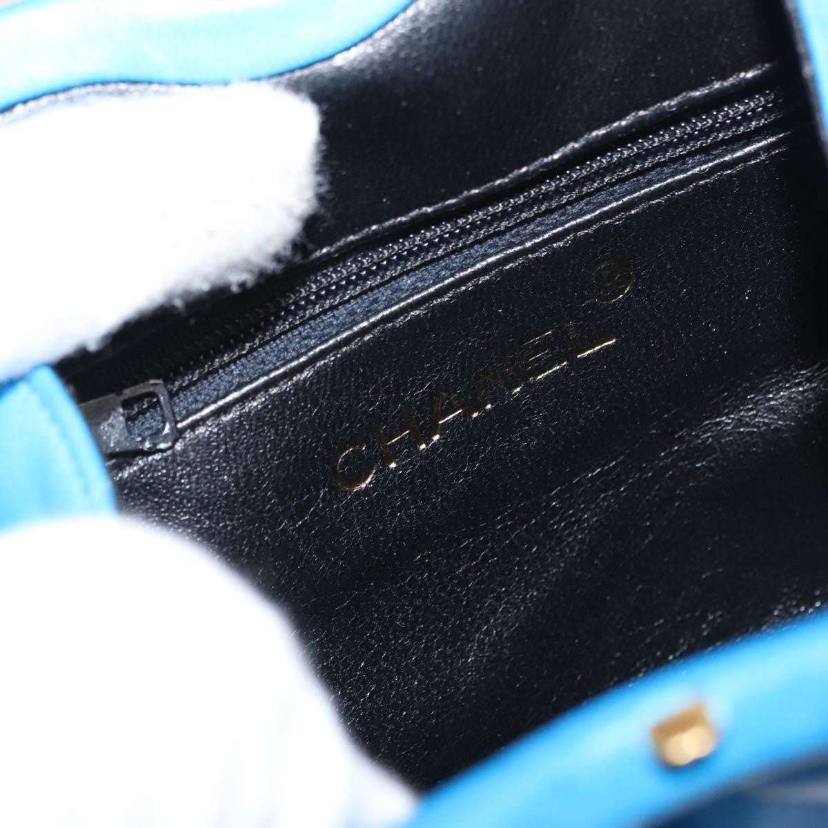 Chanel Vintage Diamond CC Tassel Waist Bag Quilted Lambskin, BLUE, LEATHER, Clutche & pouche