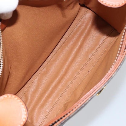 Celine Vintage Macadam Circle Logo Shoulder Bag Canvas and Leather, BROWN, CANVAS, Shoulder bag