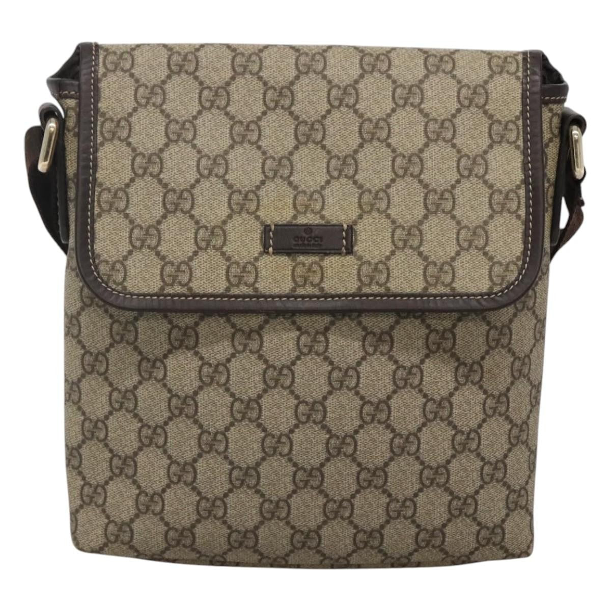 Gucci Flap Messenger GG Coated Canvas, BEIGE, CANVAS, Shoulder bag